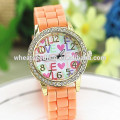 2015 Trendy love heart dial round silicone rubber watch